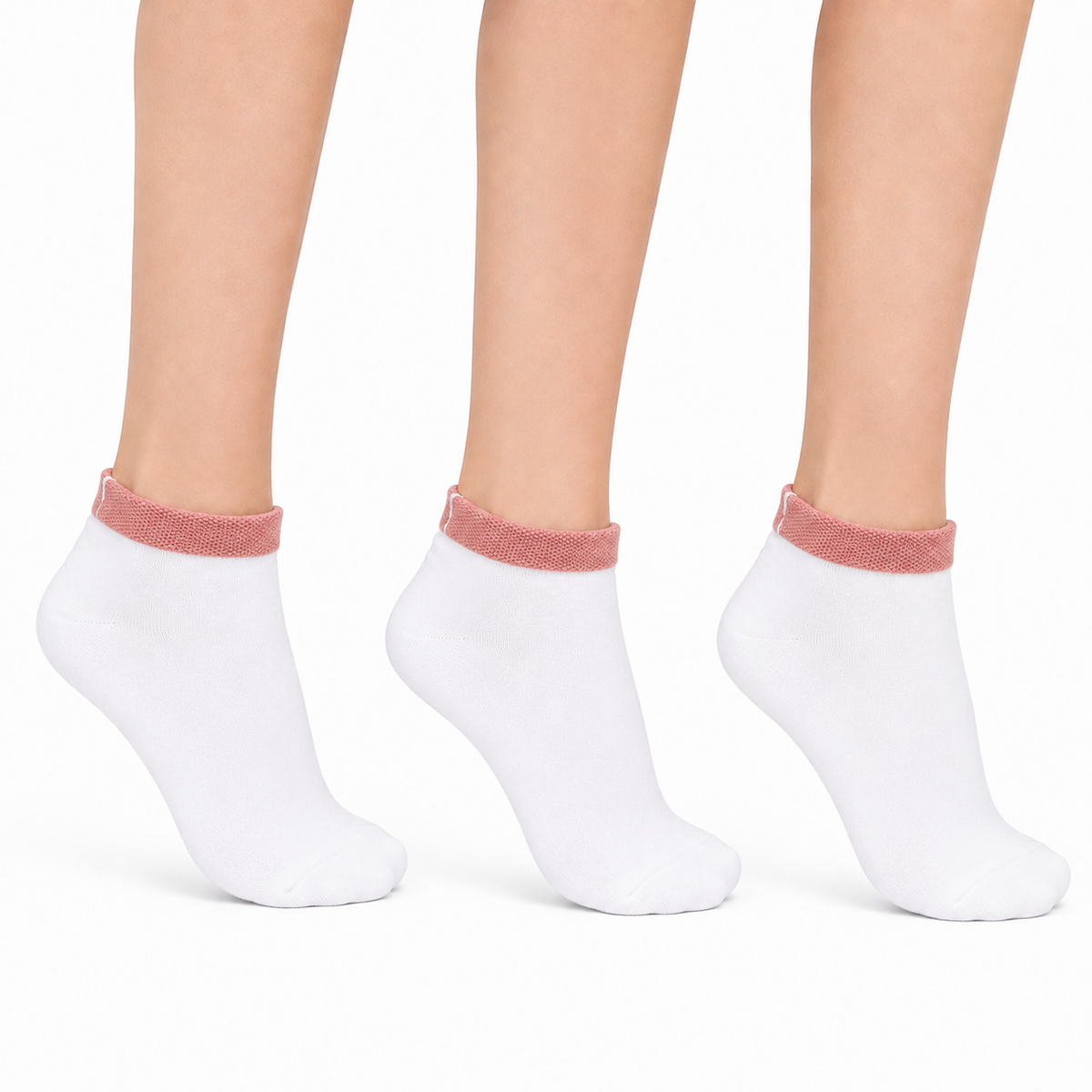 White Color Ankle Socks 3 Pairs Set - (10-12y)