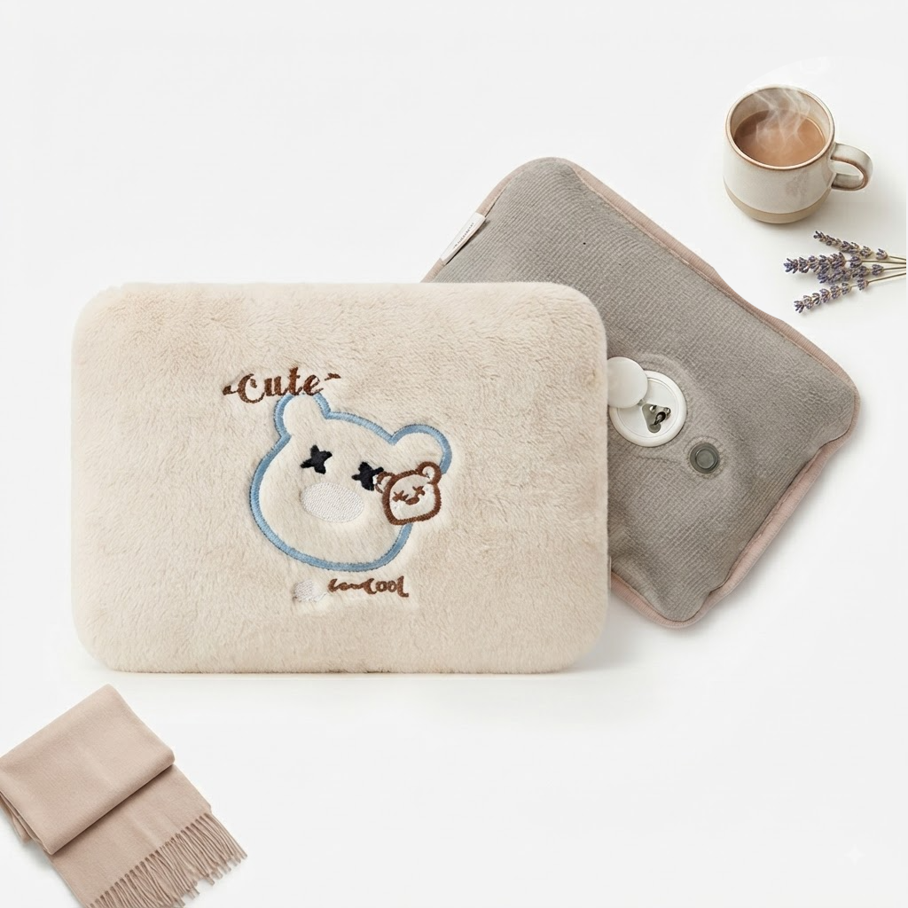 Cute Bear Embroidery Rechargeable Hot Water Bag