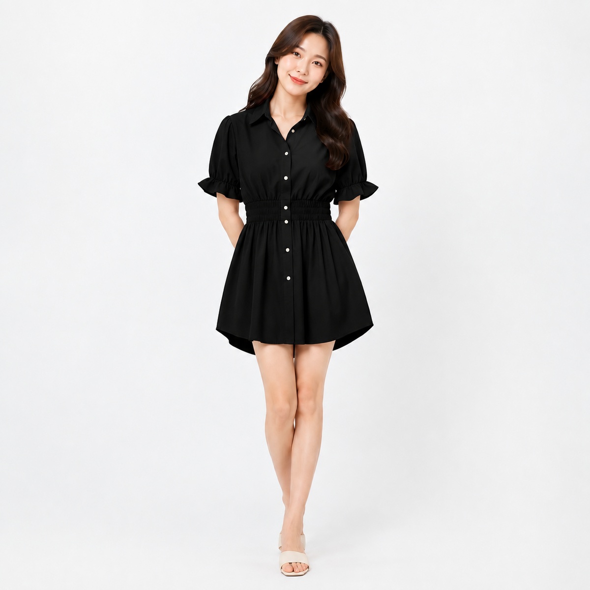 Liangdaodi women's short-sleeve button-down Bath robe - 2165