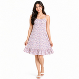 Floral Print Sleeveless Ruffle Hem Dress