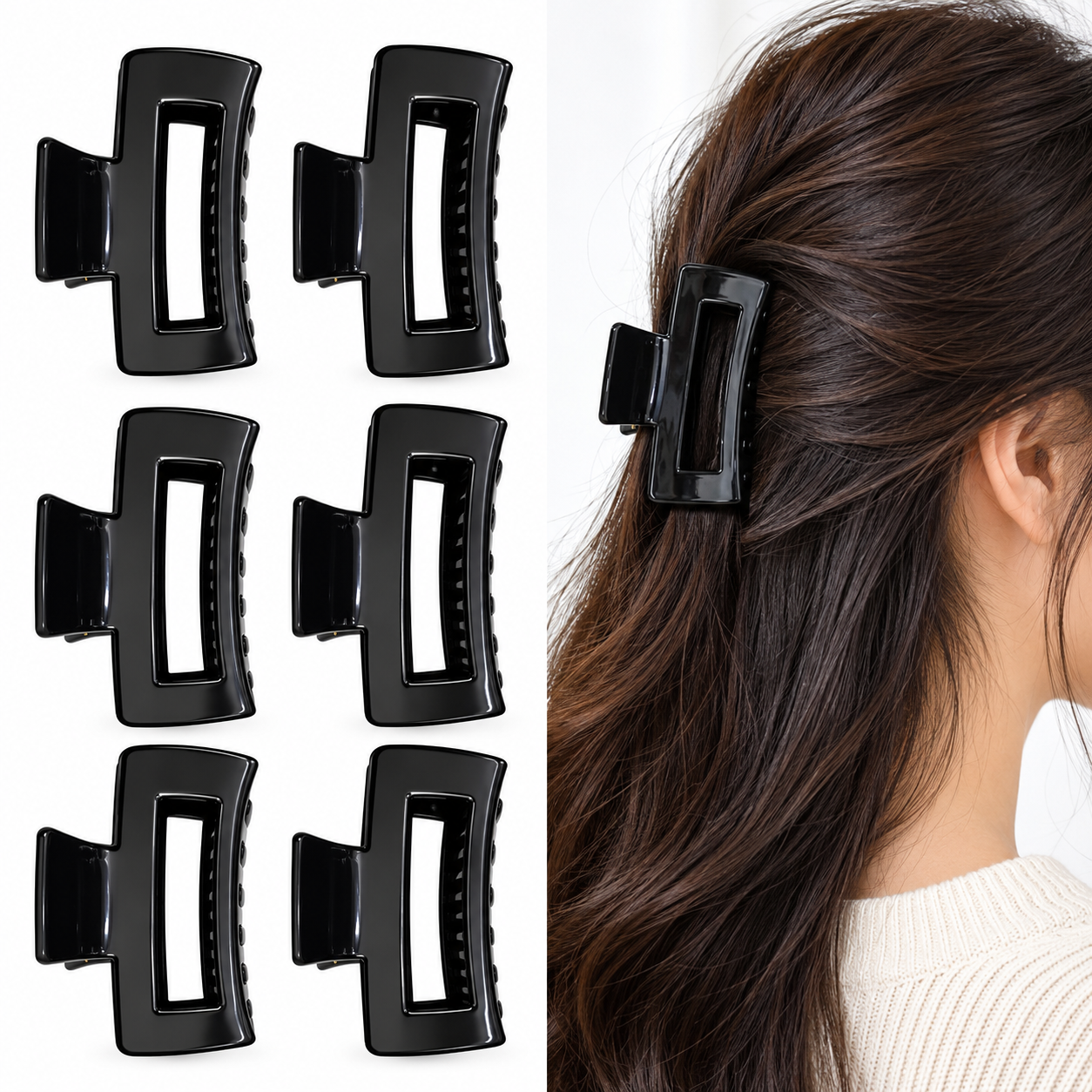 Fashionable Rectangle Shape Hair Clips - 12 Pcs (A-2)