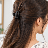 Fashionable Black Slim Barrette Hair Clips - 12 Pcs (A-11)