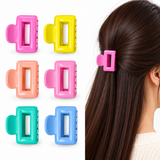 Multicolor Rectangle Shape Hair Claw Clips - 12 Pcs (A-14)