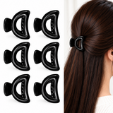 Fashionable Black Curved Design Hair Clips - 12 Pcs (A-15)