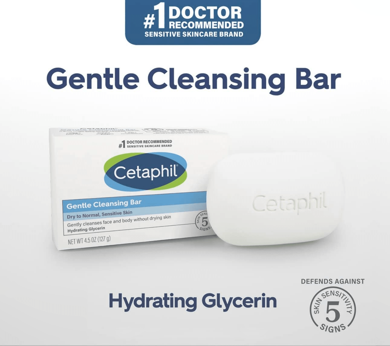 Cetaphil Gentle Cleansing Bar Dry To Normal Sensitive Skin - 127g