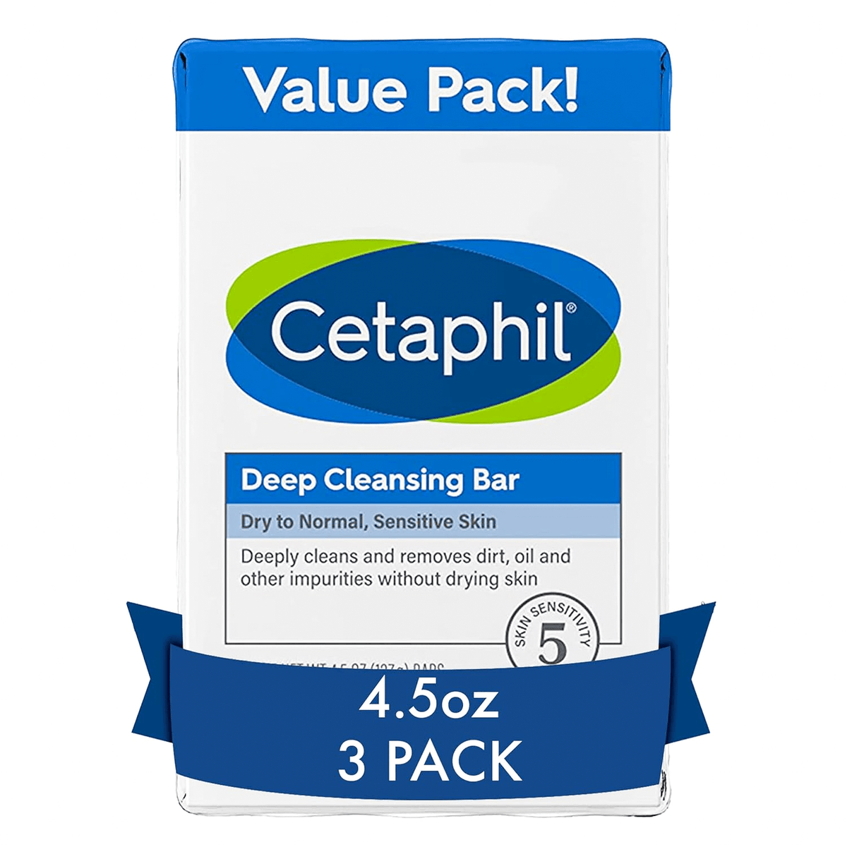 Cetaphil Deep Cleansing Bar Dry To Normal Sensitive Skin - 127g × 3 Pack