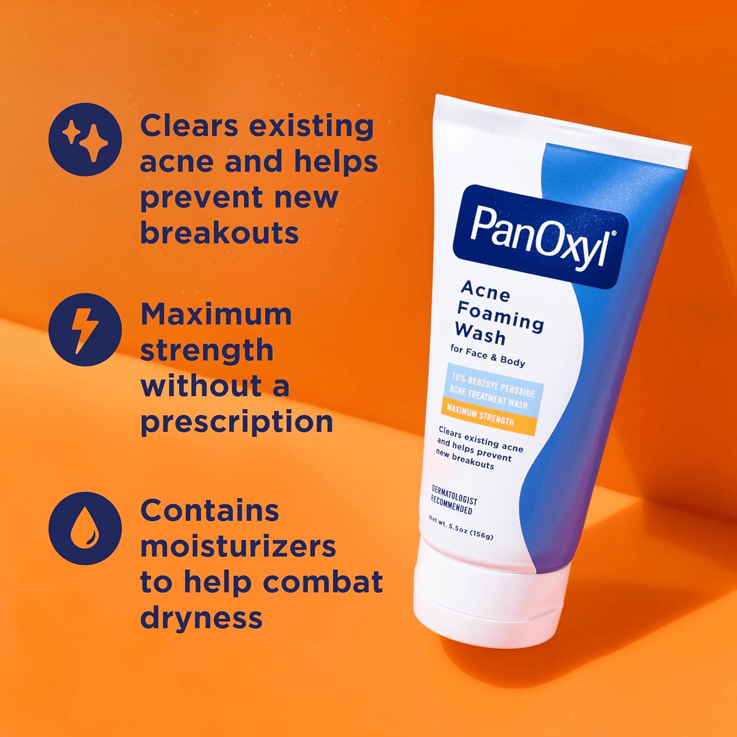 PanOxyl Acne Foaming Wash Benzoyl Peroxide 10% Maximum Strength - 156g