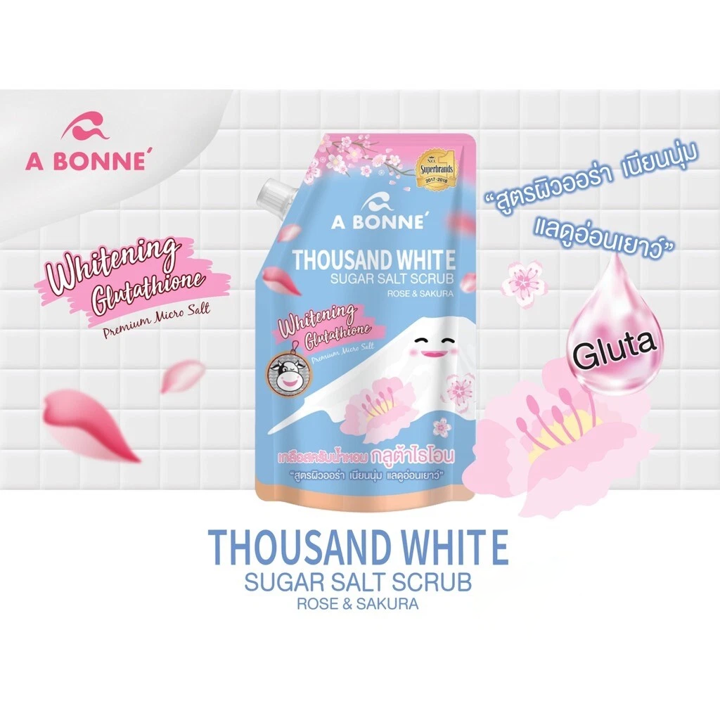 A Bonne Rose & Sakura Thousand White Sugar Salt Scrub - 350g