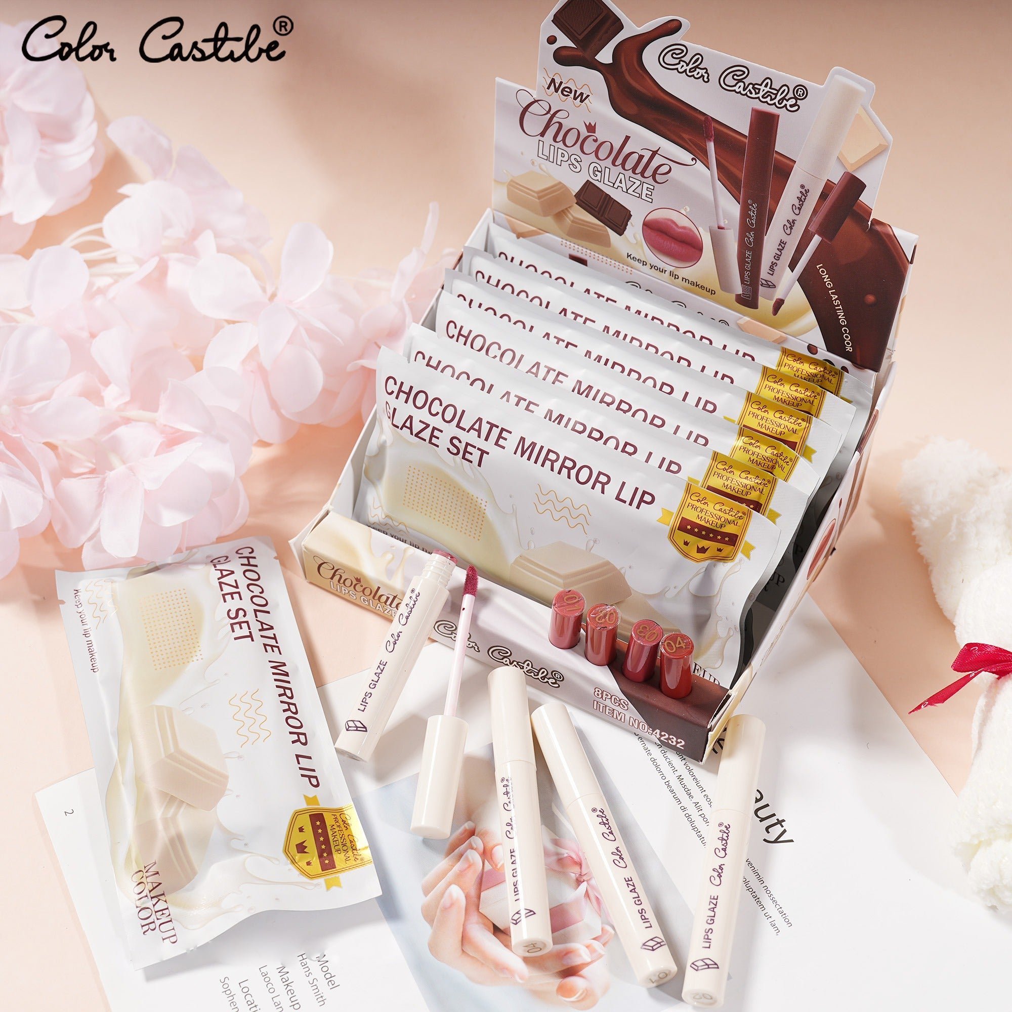 Color Castle Chocolate Mirror Lip Glaze 4 Colors Set