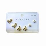 Korean Style Stainless Steel Stud Earrings 3 Pairs - 124