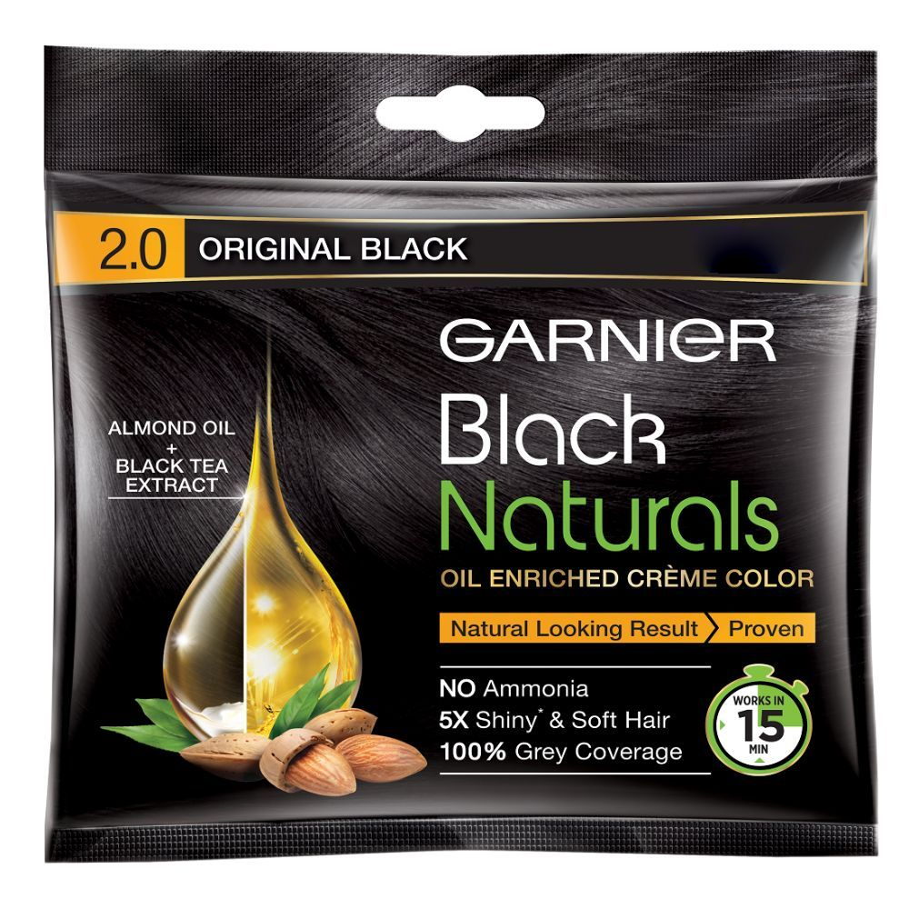 Garnier Black Naturals Hair Color Shade 2.0 Original Black - 20ml+20g
