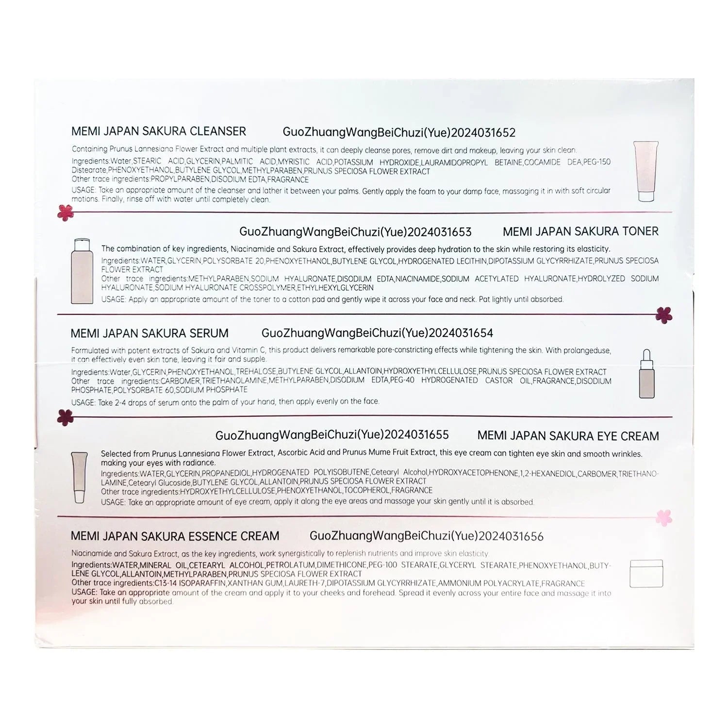 MEMI Japan Sakura Skin Care Set