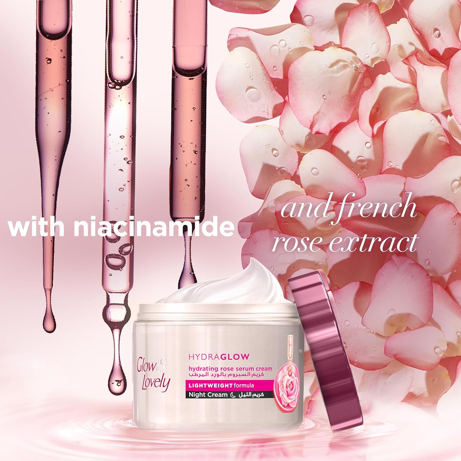 Glow & Lovely Hydraglow Night Cream Hydrating Rose Serum Cream - 50g