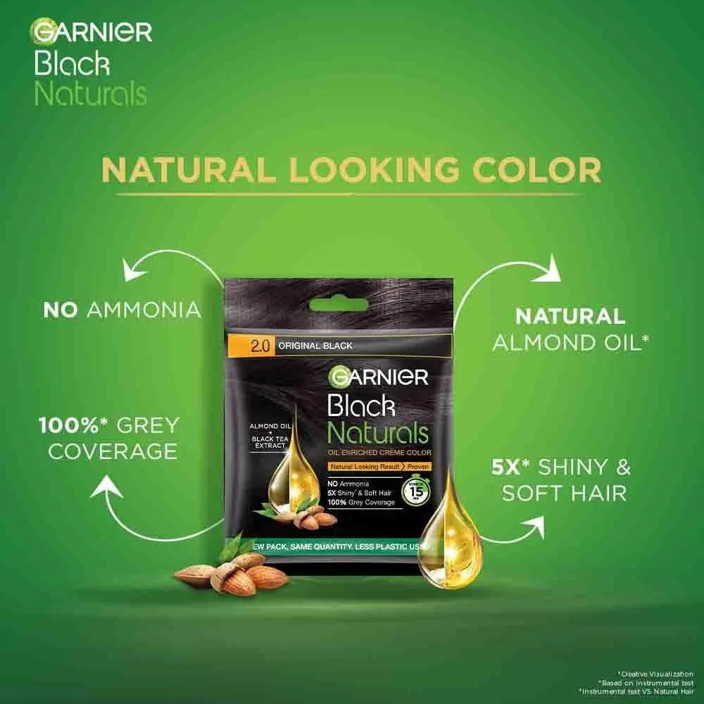 Garnier Black Naturals Hair Color Shade 2.0 Original Black - 20ml+20g