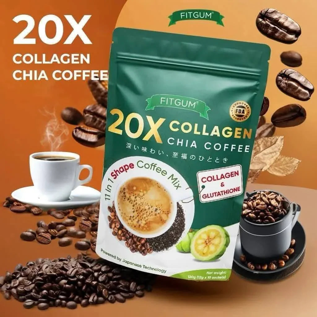 Fitgum 20X Collagen Chia Coffee Mix - Buy 2 Get 1