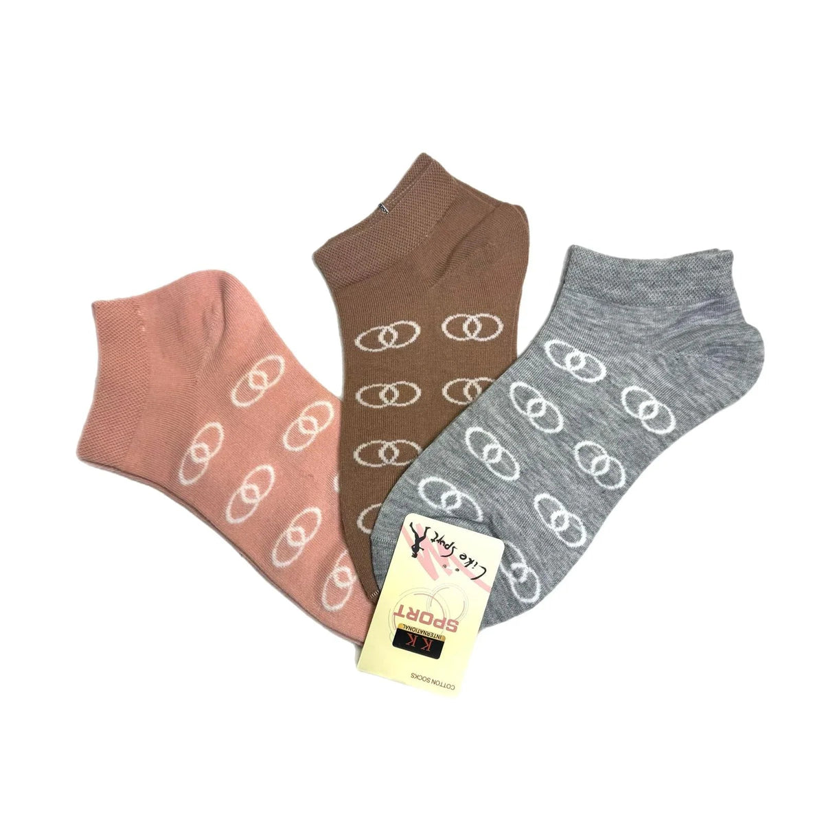 Fashion Cotton Ankle Socks - 3 Pairs - K-4B