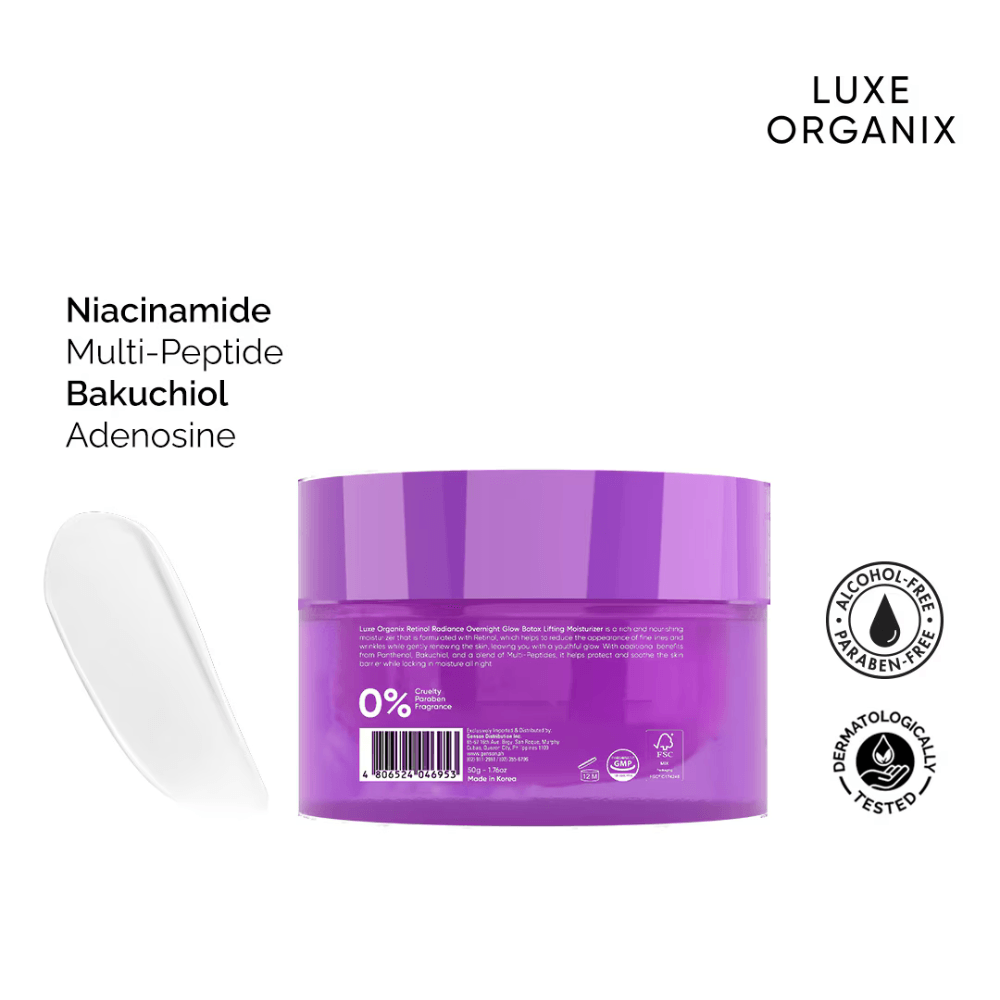 Luxe Organix Retinol + Bakuchiol Overnight Radiant Glow Botox Lifting Moisturizer 50g