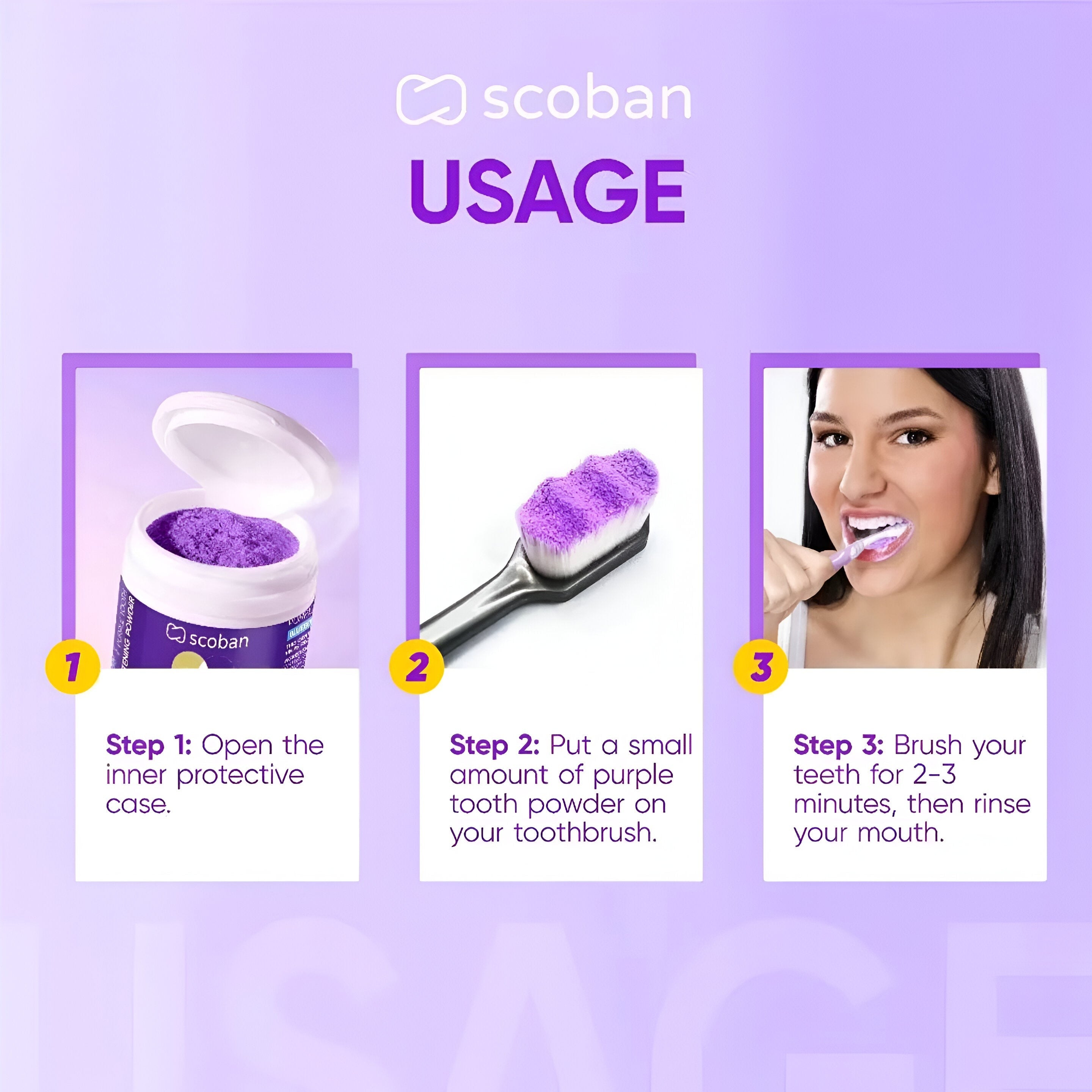 Scoban Purple Tooth Brightening Powder Fresh Blueberry - 30g