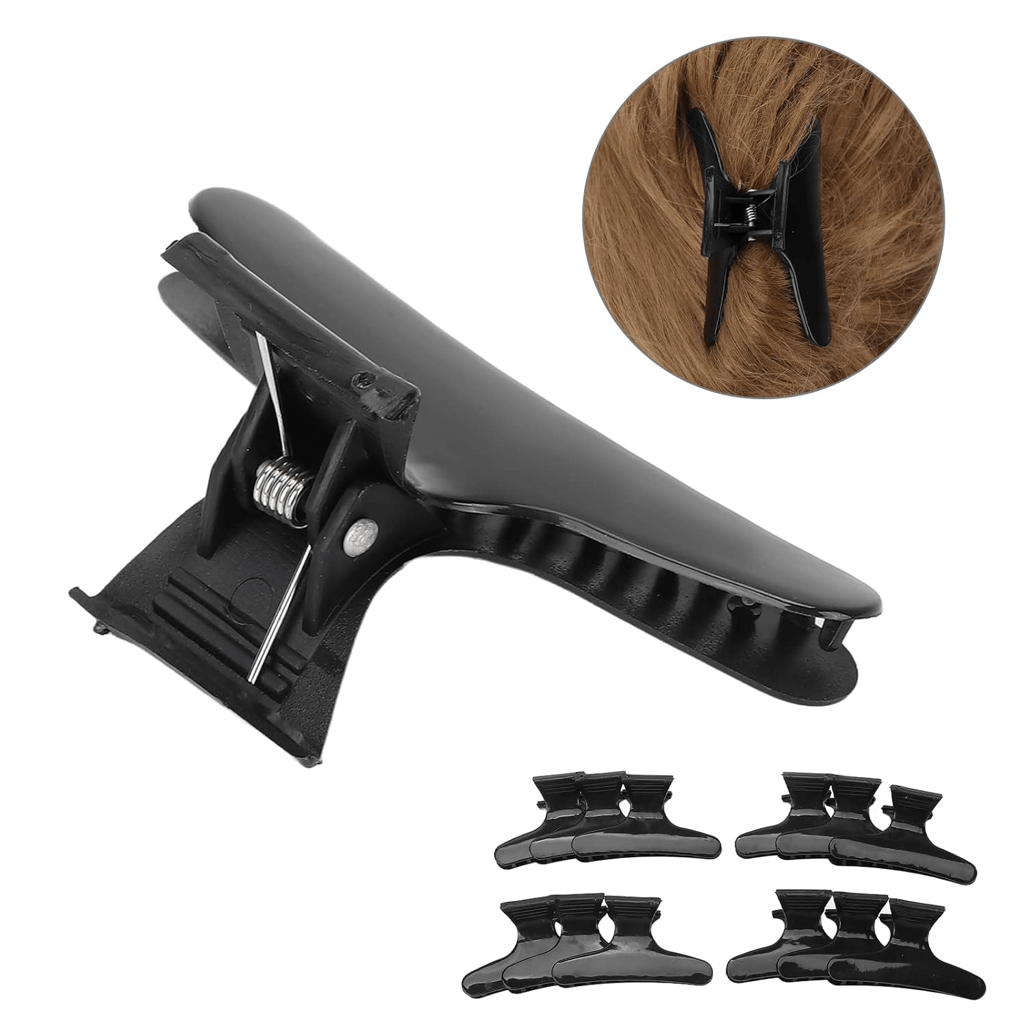 Anti Slip Handle Gripping Saloon Hair Claw Clips - 12 Pcs (C101)