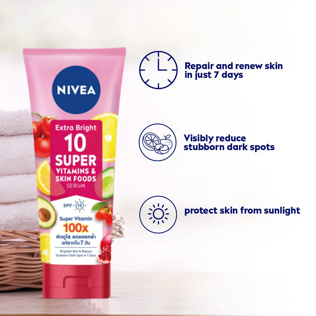 Nivea Extra Bright 10 Super Vitamins & Skin Foods Serum - 320ml