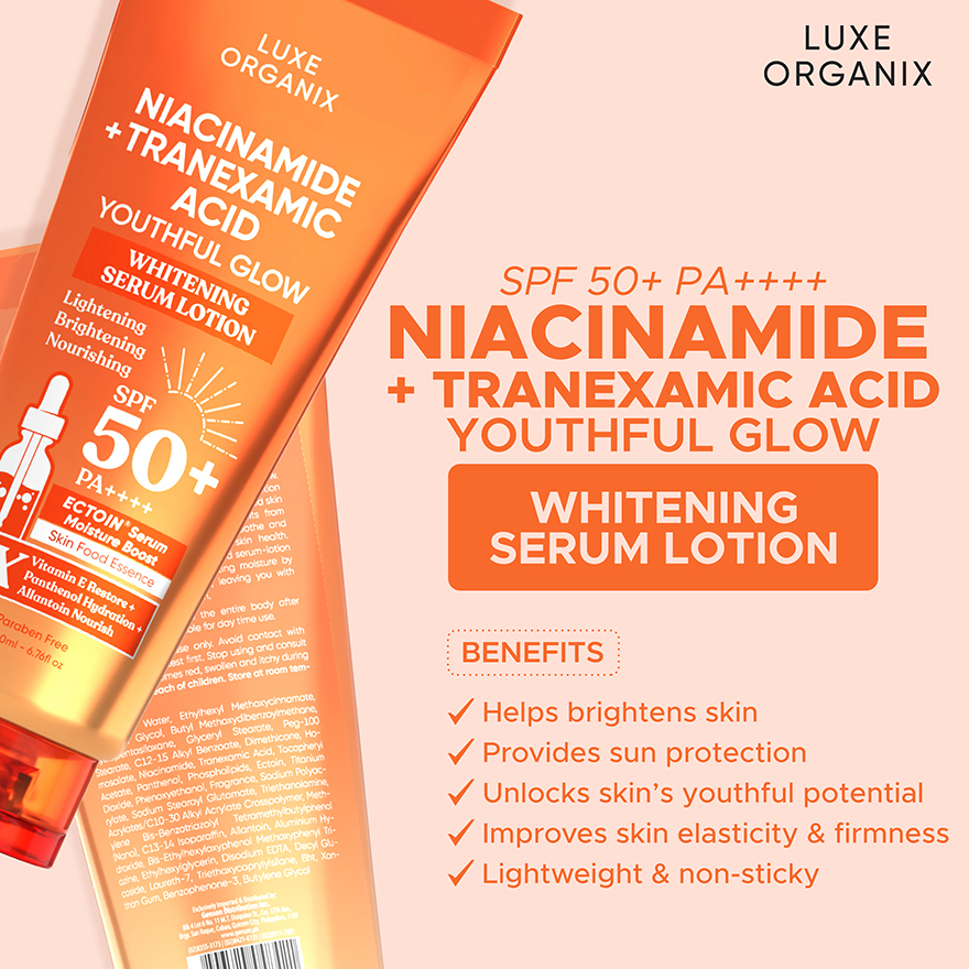 Luxe Organix Niacinamide + Tranexamic Acid Youthful Glow Serum Lotion - 200ml