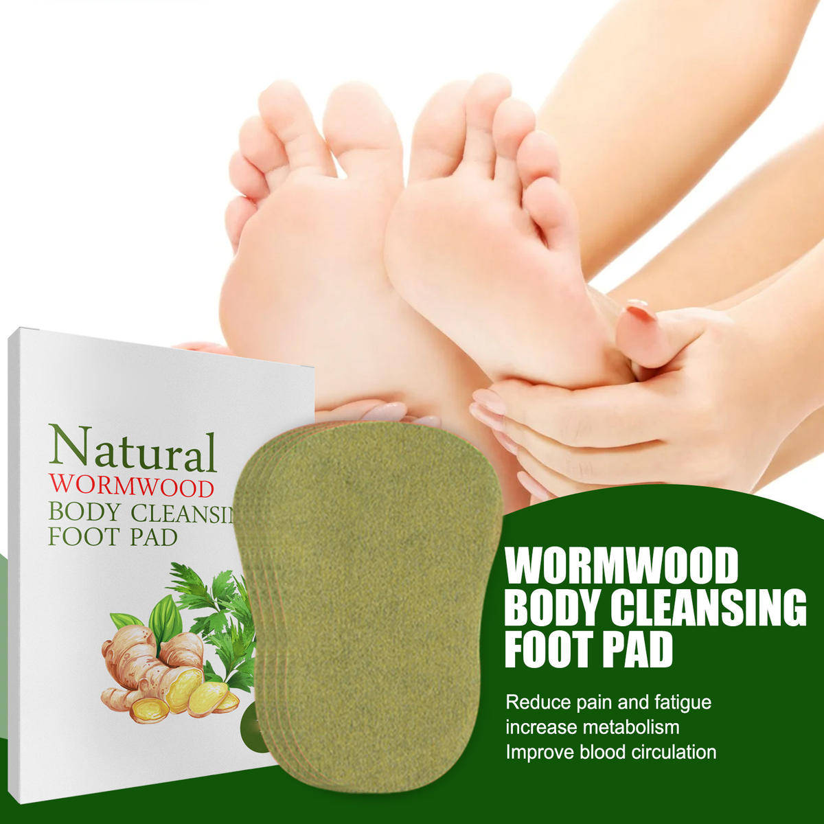 Hanei Natural Wormwood Body Cleansing Foot Pad - 10Pcs