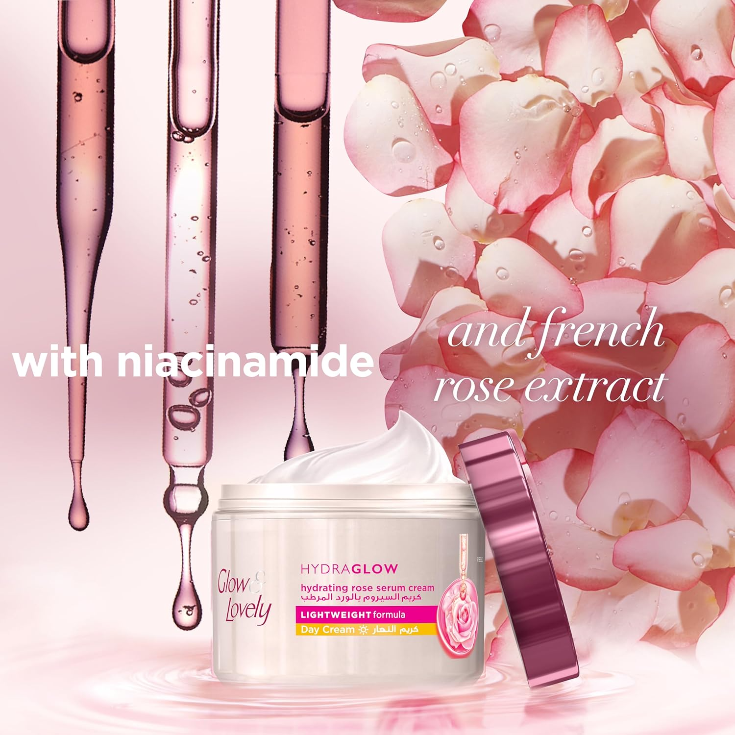 Glow & Lovely Hydraglow Day Cream Hydrating Rose Serum Cream - 50g