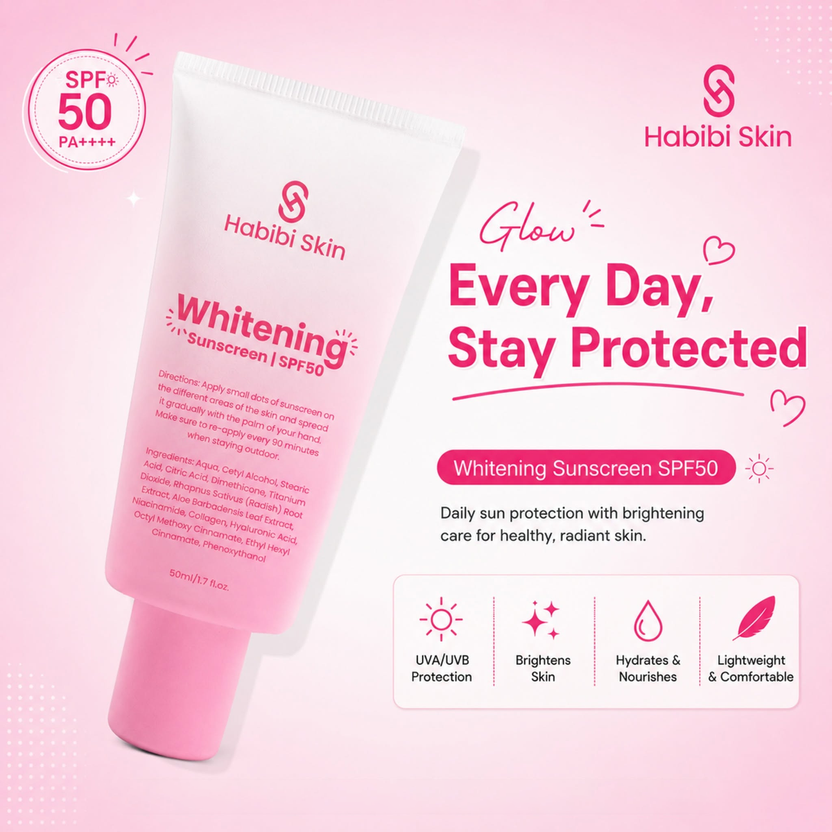 Habibi Skin Brightening Sunscreen SPF50 - 50ml