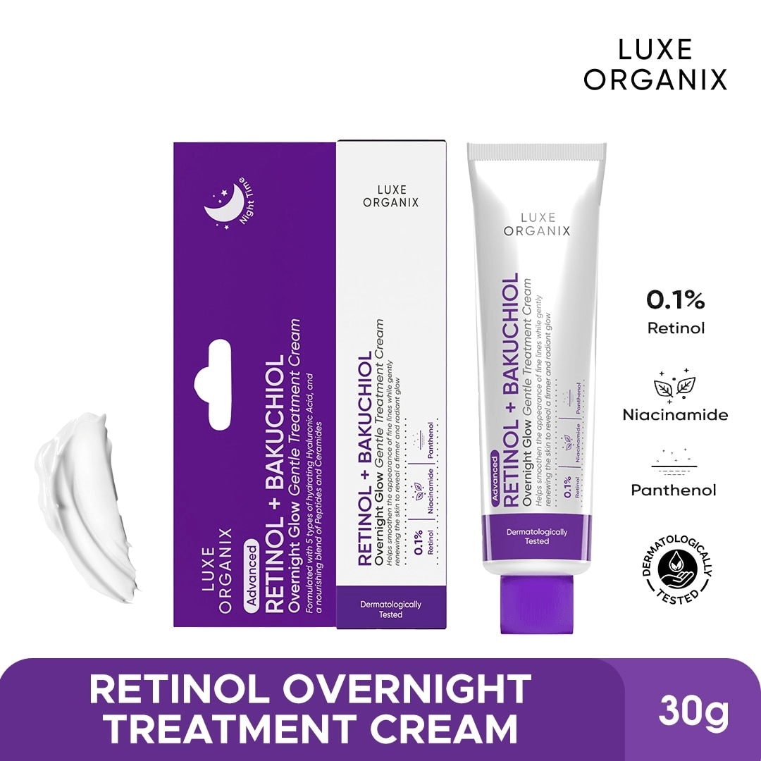 Luxe Organix Retinol + Bakuchiol Overnight Glow Gentle Treatment Cream - 30g