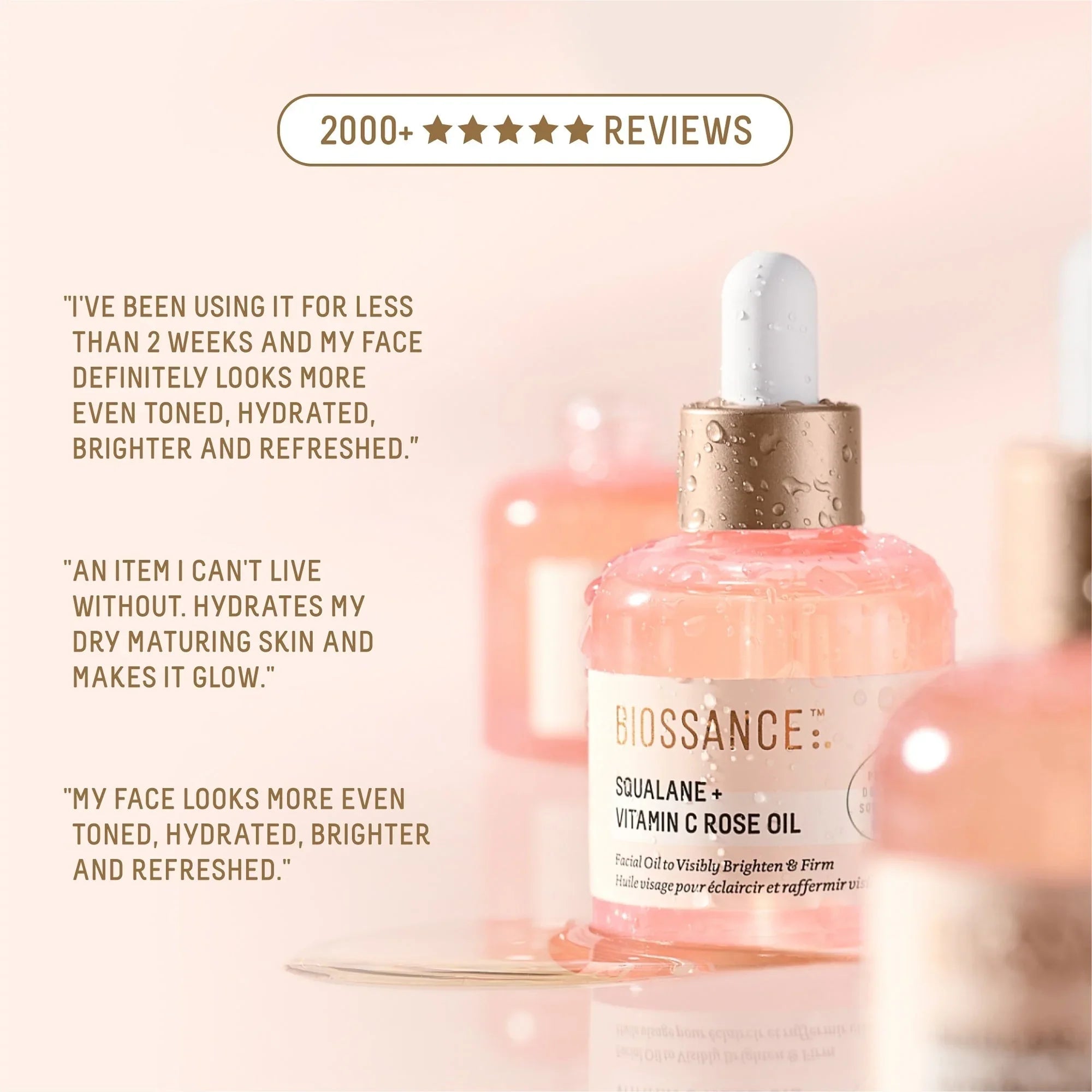BIOSSANCE Squalane + Vitamin C Rose Face Oil - 30ml