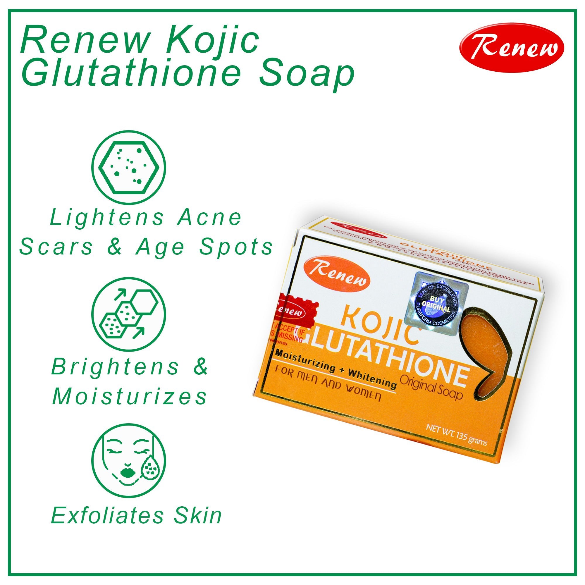 Renew Kojic Glutathione Orginal Soap - 135g