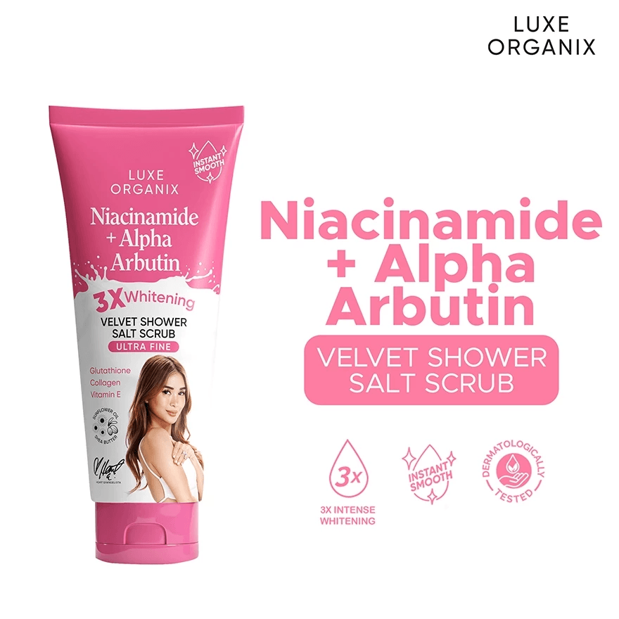 مقشر الاستحمام المخملي Luxe Organix Niacinamide + Alpha Arbutin - 320 جرام