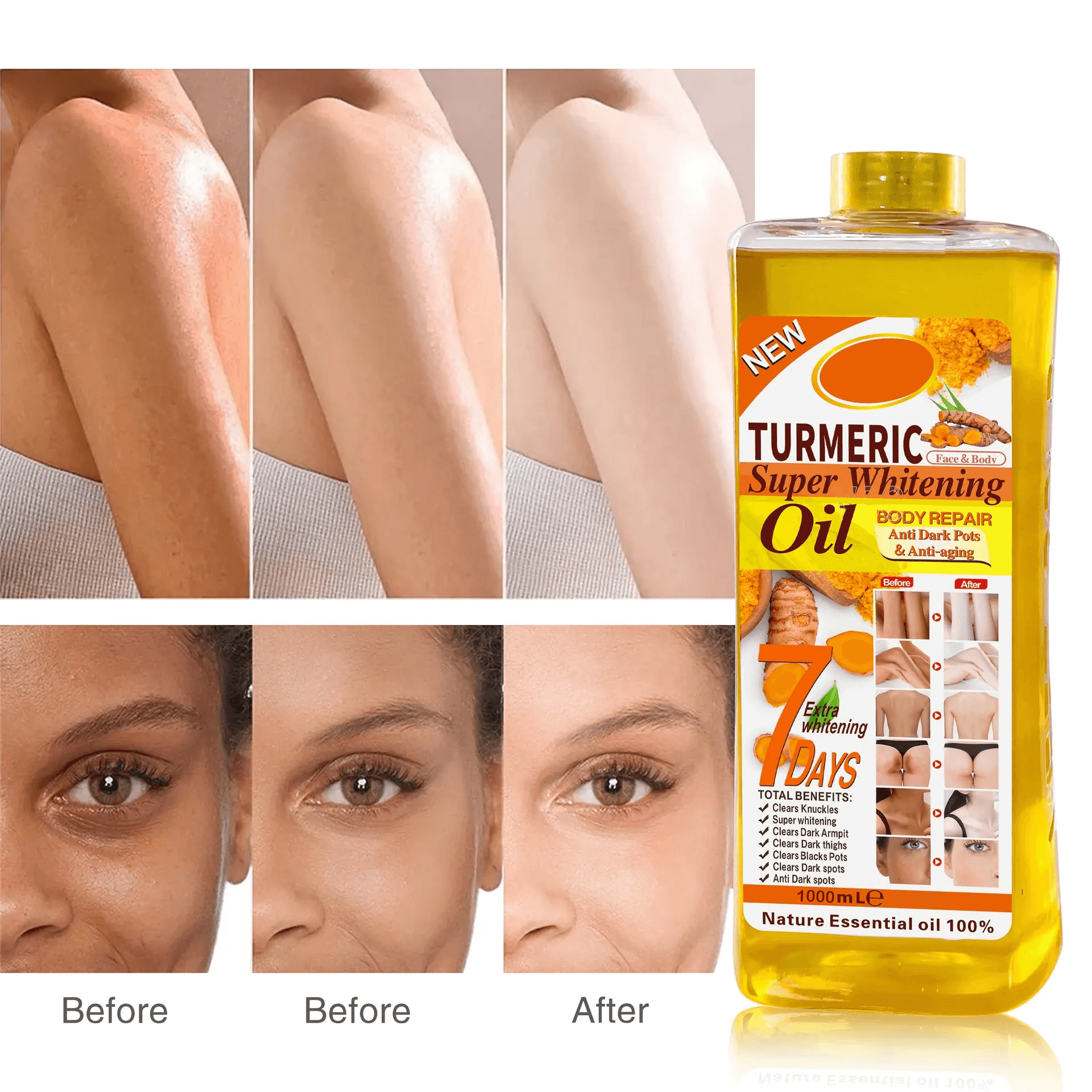 Gold Turmeric Super Whitening Body Repair Oil - 1000ml