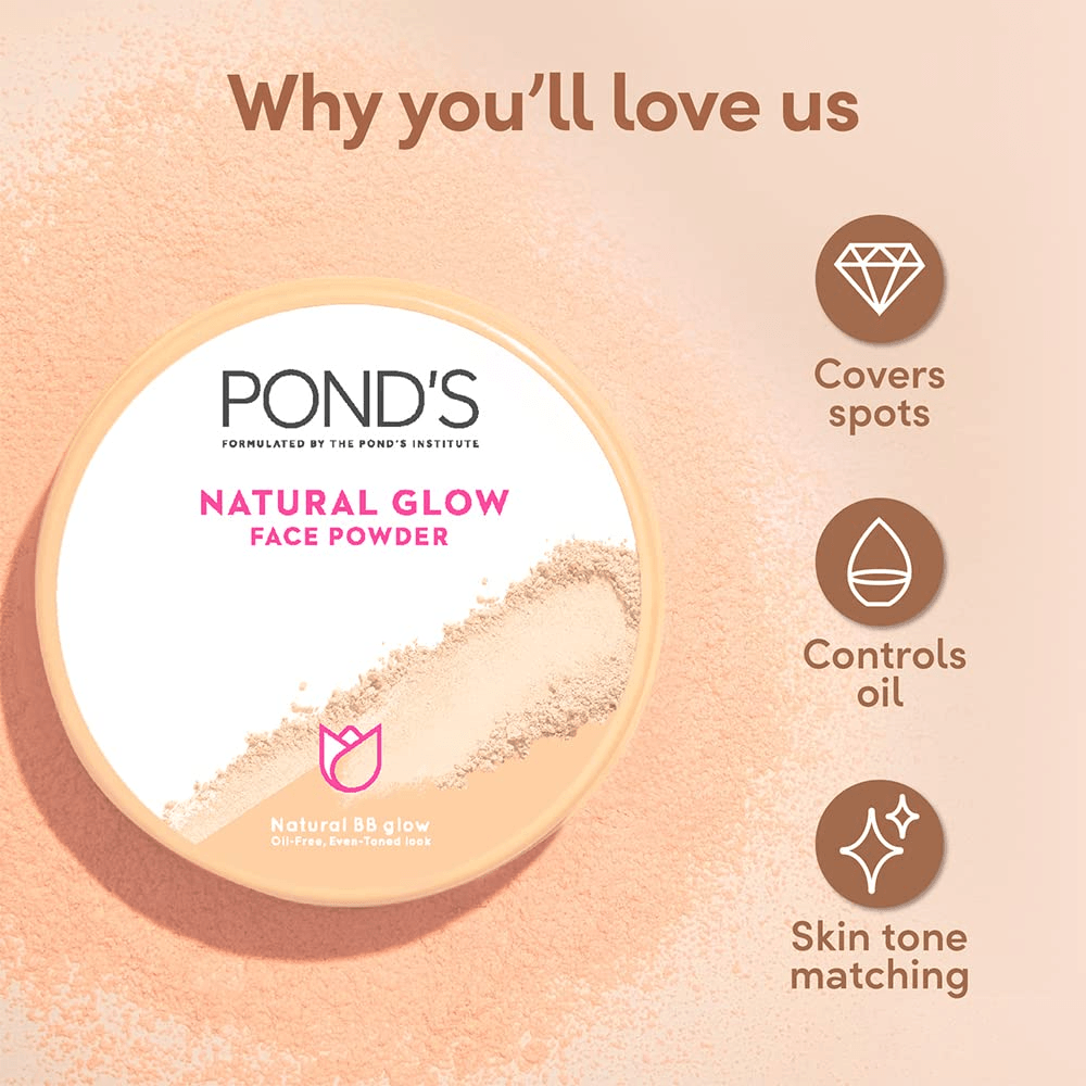 بودرة الوجه غير اللامعة BB Glow من POND's Natural Glow - 30 جرام