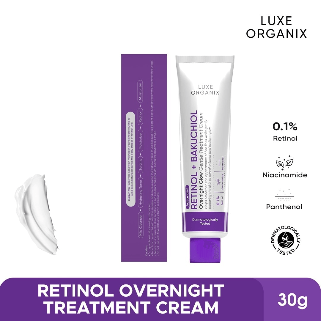 Luxe Organix Retinol + Bakuchiol Overnight Glow Gentle Treatment Cream - 30g