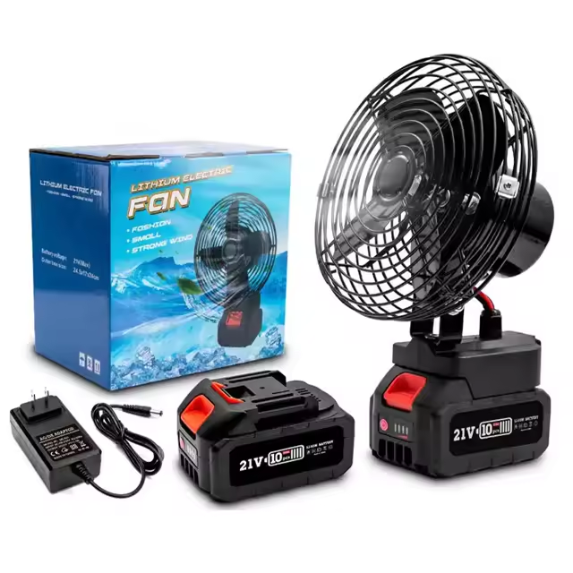 Iron Body Portable Lithium Electric Fan With Two Battery