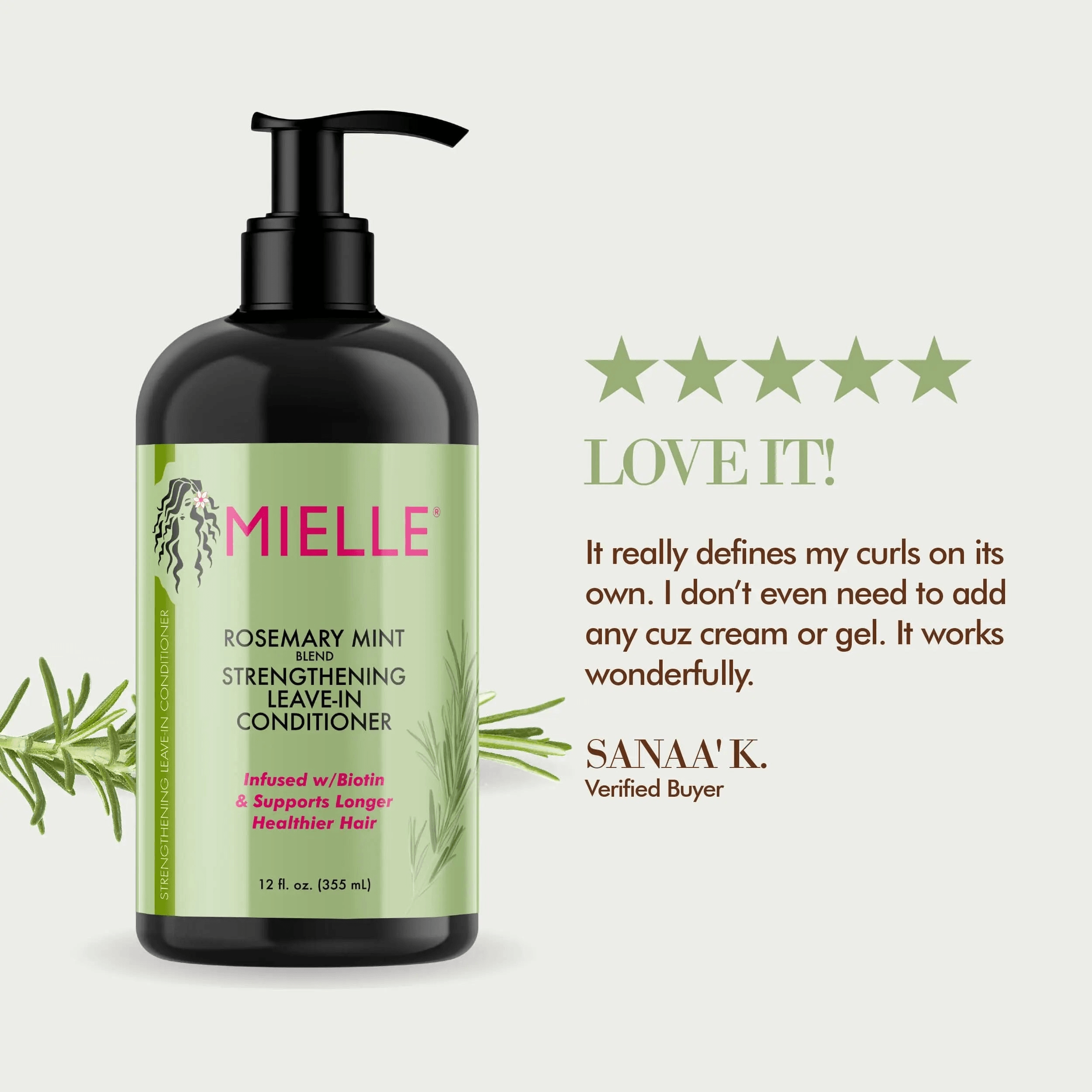 Mielle Rosemary Mint Strengthening Leave-In Conditioner - 355ml