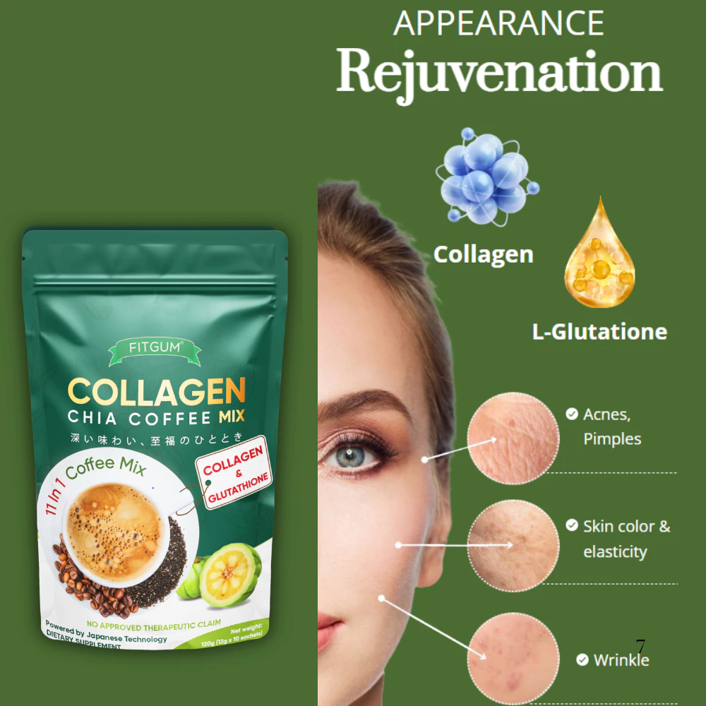 Fitgum Collagen Chia Coffee Mix - 12g x 10 Sachets
