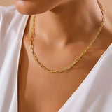 Paperclip Necklace Chain With Bracelet Jewel Set - FJ4211