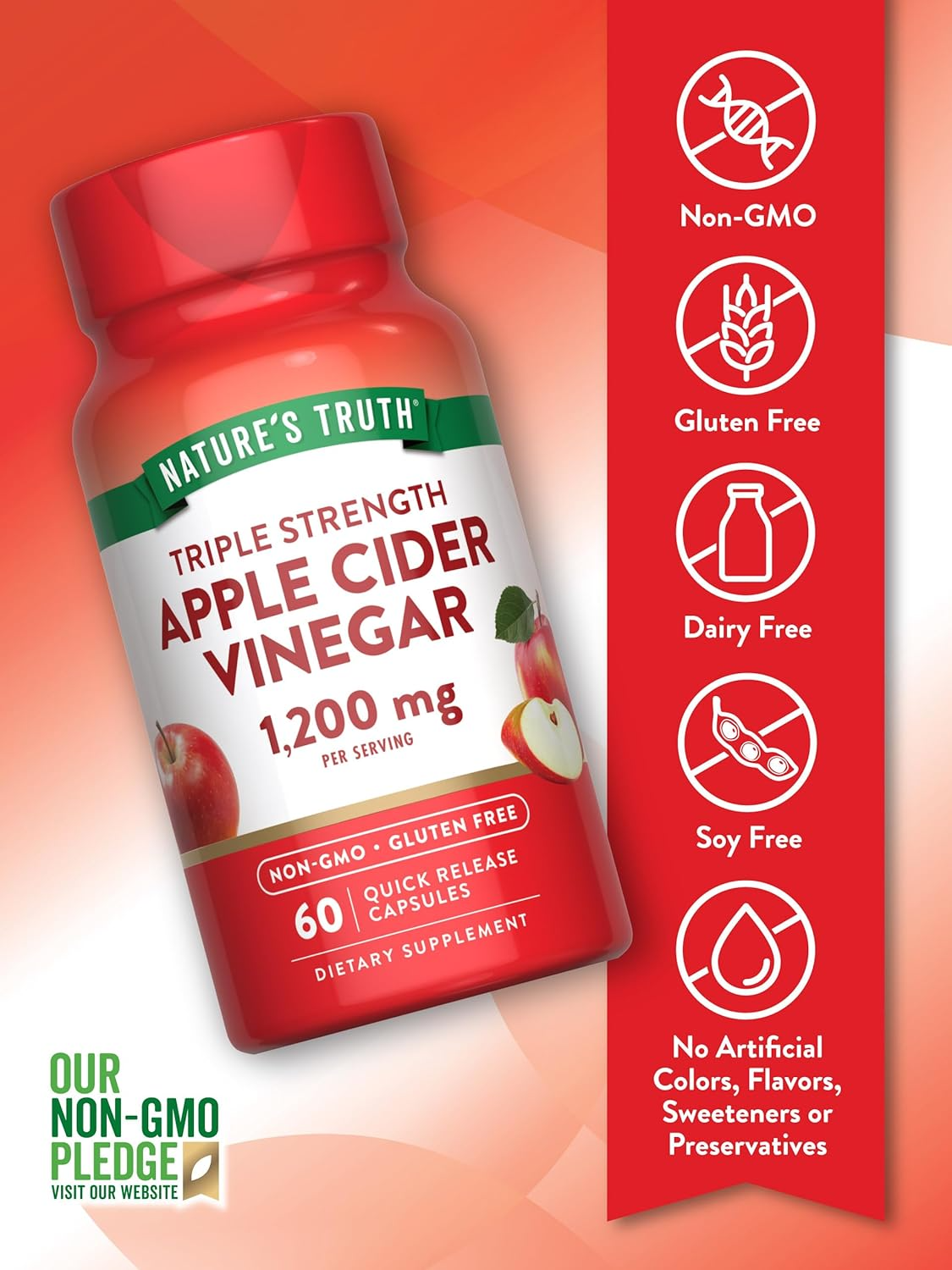 Nature's Truth Apple Cider Vinegar Vegan Caps - 60 Pcs