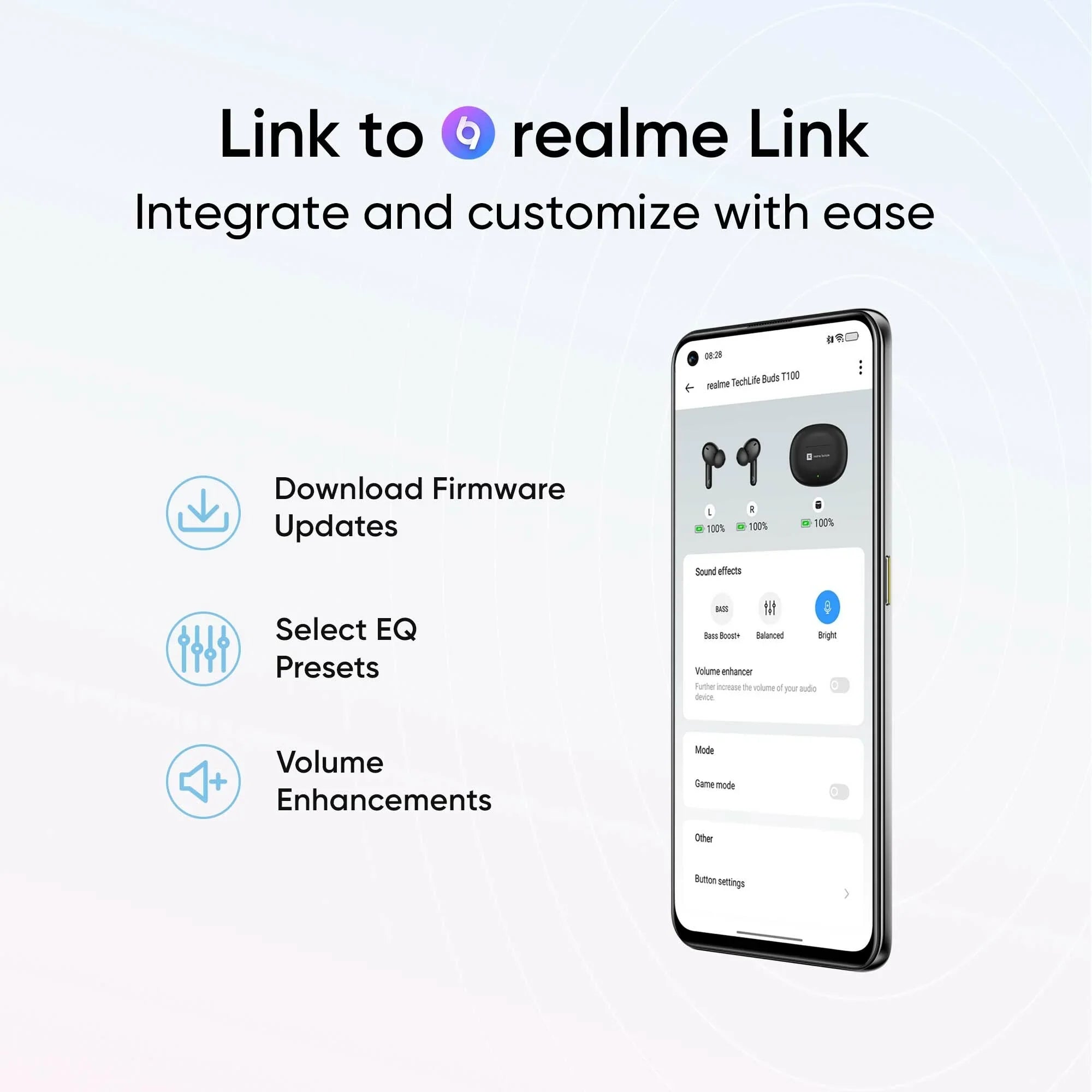 Realme T100 True Wireless Earbuds Original - Blue