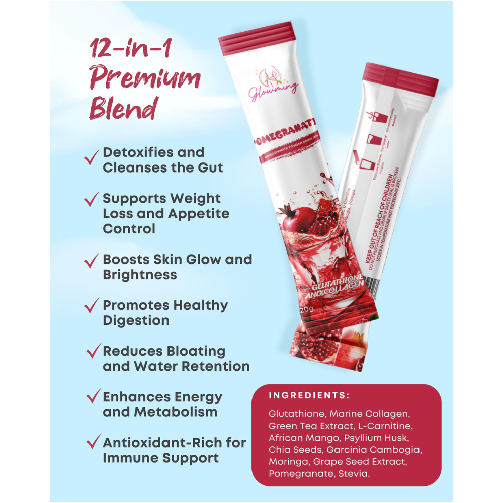 Glowming Pomegranate Powder Drink Mix - 10 Sachets x 20g