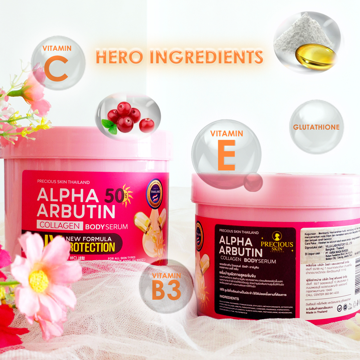 Precious Skin Alpha Arbutin Collagen Body Serum SPF50 - 500g