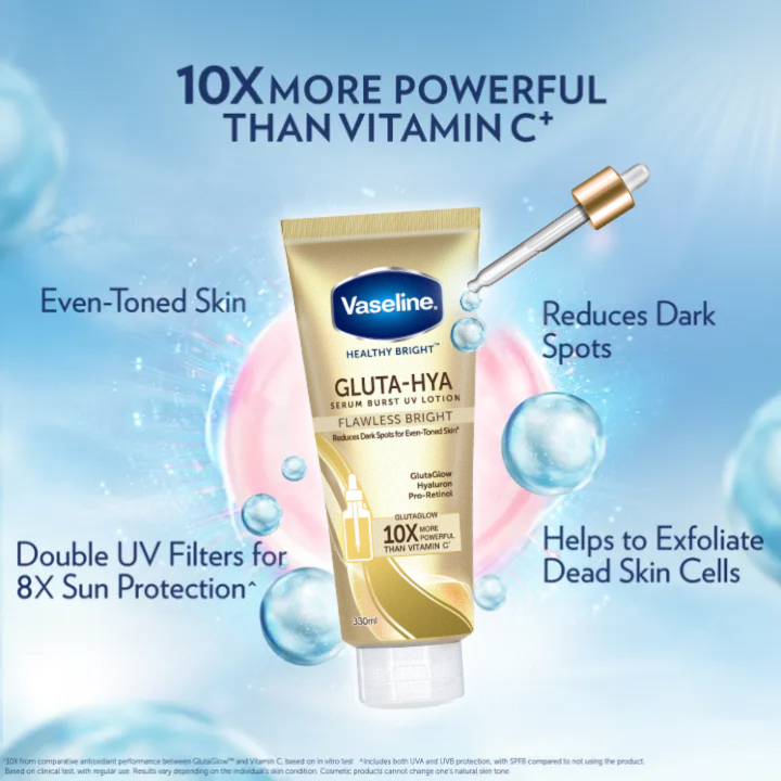 Vaseline Gluta-Hya Serum Burst UV Lotion Flawless Glow - 330ml