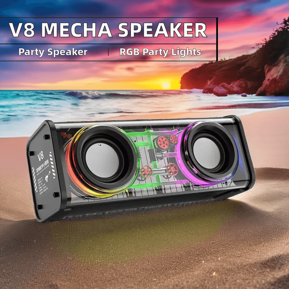 Transparent RGB Wireless Portable Bluetooth Dual Speaker - V8