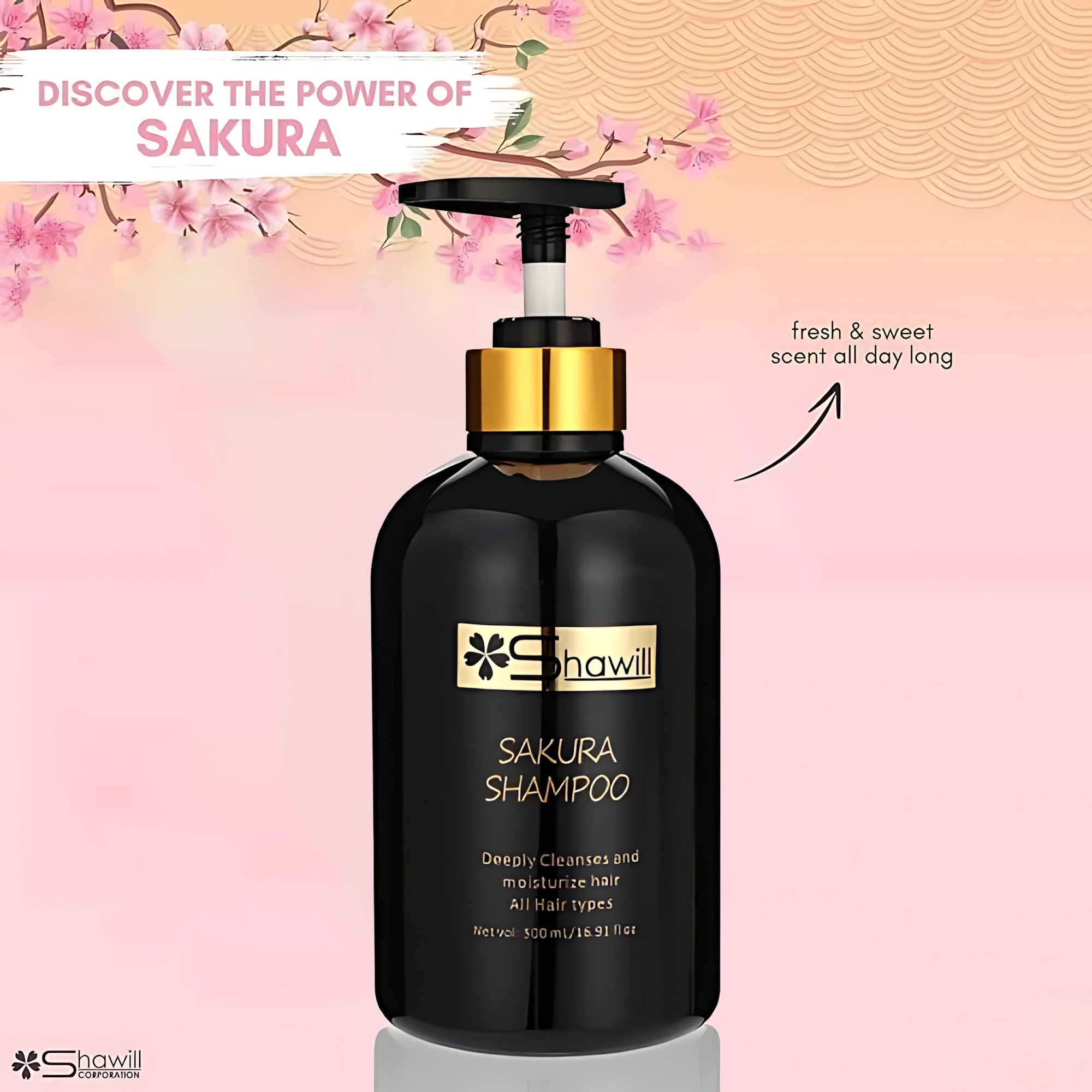 Shawill Sakura Shampoo Deeply Cleanses & Moisturizer - 500ml