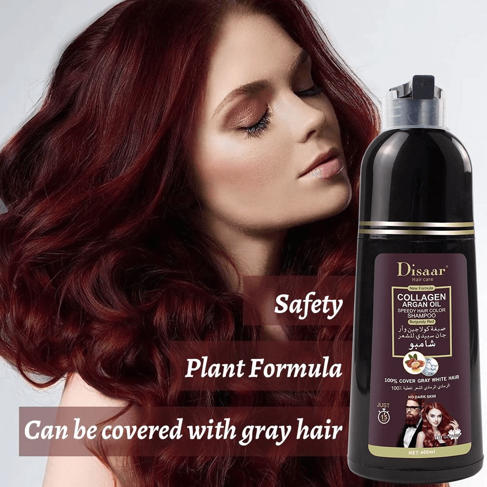 Disaar Collagen Argan Oil Speedy Hair Color Burgundy Red Shampoo - 400ml