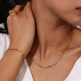 Paperclip Necklace Chain With Bracelet Jewel Set - FJ4211