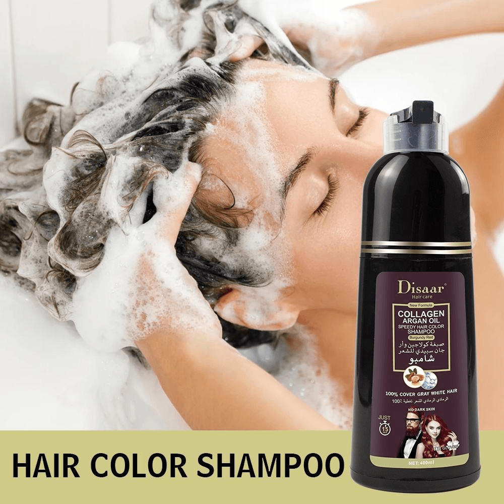 Disaar Collagen Argan Oil Speedy Hair Color Burgundy Red Shampoo - 400ml