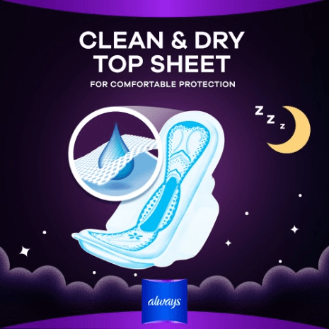 Always Clean & Dry Maxi Thick Night Sanitary Pads - 8Pcs